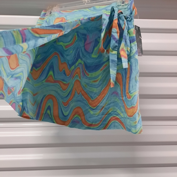 Wild Fable Wrap Skirt Women's Size XS Blue Print Mini Casual - Picture 5 of 10
